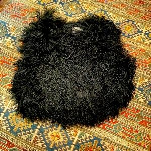 Black curly  Mongolian lamb Vest
